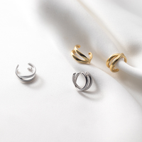 Boucles d'oreilles en argent sterling 925 véritable, style coréen, double clip d'oreille croisé pour femme, chic, sans piercing, fausse boucle d'oreille en cartilage