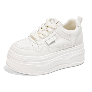 Baskets compensées blanches pour femmes Printemps 2026 – Chaussures de marche sportives décontractées à tige basse avec talonnette intégrée - Product Image 2