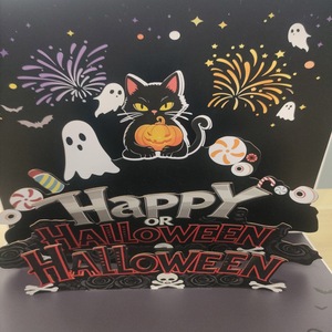 Tarjetas de Felicitación Creativas 3D Pop-up de Gato Negro de Halloween, Hechas a Mano, Personalizadas y Plegables para Comercio Electrónico Transfronterizo, Venta al Por Mayor - Product Image 4