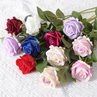 FL-210 Großhandel Samt Rose Künstliche Blume Single Real Touch Samt Rote Rose Blume Für Hochzeits dekoration