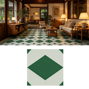 Carrelage en <span class=keywords><strong>ciment</strong></span> à motif géométrique diamanté 200x200mm vert antidérapant imperméable pour la décoration des sols et des murs de cafés, restaurants et hôtels - Product Image 2
