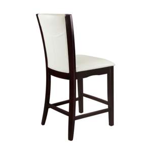 DB Modern Contemporary Set of 2 Counter Height <b>Dining</b> <b>Chairs</b> <b>White</b> Faux Leather Upholstered Espresso Finish Hardwood Solid Seat - Product Image 3