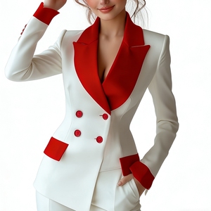 Traje de Manga Larga con Botones y Cuello en Contraste a la Moda - Product Image 5