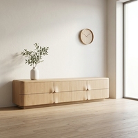 Meuble TV moderne en bois massif chêne blanc pour salon, minimaliste, fait main, écologique, style mid-century, durable, avec rangement