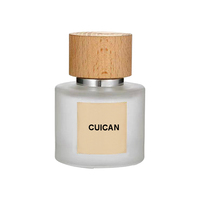 Bouteille de Parfum Ronde en Verre Dépoli Clair 30ml 50ml 100ml avec Bouchon en Bois pour la Vente en Gros