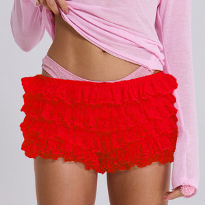 Shorts en dentelle à volants pour <span class=keywords><strong>femme</strong></span>, mini-short sexy en maille superposée, mini-short en dentelle à plusieurs niveaux, short sexy froncé pour festival - Product Image 6