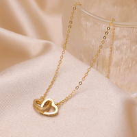 Collier pendentif cœur entrelacé en zircon cubique romantique, laiton plaqué or 18 carats, bijoux pour femme, cadeau d'anniversaire, cadeau d'amour