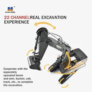 Excavadora RC HUINA 1592, escala 1:14, 22 canales, 2.4G, semialuminio, control remoto, tractor de ingeniería, regalo para niños - Product Image 5