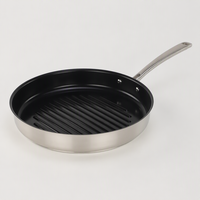 Poêle grill antiadhésive en acier inoxydable 304 de qualité alimentaire, surface striée, compatible avec tous les types de cuisinières, idéale pour les steaks