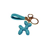 Porte-clés chien ballon en strass, anneau de clés en cristal scintillant avec sangle diamantée, joli breloque de sac, pendentif pour clés de voiture, cadeau tendance, vente en gros