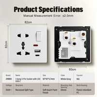 Enchufe de Pared Universal Estándar Británico de 13/16A, Logotipo Personalizable, Retroiluminado, 220V, USB Tipo-C, ODM, OEM, de Fábrica