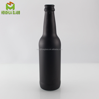 Bouteille en verre noir mat givré personnalisée pour bière, liqueur, boissons gazeuses 330 ml 11 oz 33 cl avec bouchon couronne