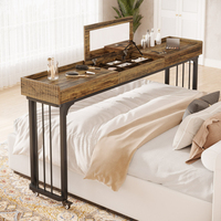 Grande table de chevet convertible en bois avec roulettes, bureau d'ordinateur mobile, poste de travail debout, chariot pour ordinateur portable, conception robuste
