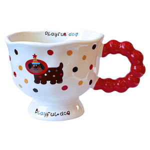 Mug en céramique ludique pour chien avec poignée et cuillère, design de dessin animé, pour le petit-déjeuner, le café, cadeau - Product Image 5