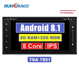 Rungrace Hot Koop 6.95 Inch Met Dvd Auto Radio Android8.1 2 + 32G Octa Core Voor Toyota Universele Hilux, fortuner, Wigo