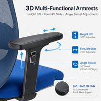 Chaise de bureau ergonomique à dossier haut en maille avec appui-tête, accoudoirs 3D, soutien lombaire réglable, chaises de travail pivotantes
