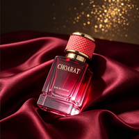 Flacon de parfum en verre vide de luxe 50 ml, personnalisable avec logo, dégradé carré, vaporisateur à fine brume et capuchon doré, vente en gros