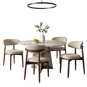 Juego de 4 Sillas de Comedor COLAMY de Estilo Moderno de Mediados de <span class=keywords><strong>Siglo</strong></span>, Asiento Acolchado Tapizado, Acabado en Nogal, 26 Pulgadas, Muebles para Comedor/Cocina - Product Image 1
