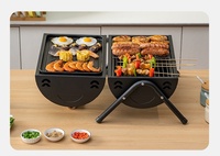 Barbecue au charbon de bois portable haut de gamme Zibo double face avec revêtement antiadhésif et conception coupe-vent pour la maison et le camping en extérieur