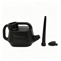 Arrosoir moderne en plastique noir 4,5L 6L 8L avec double poignée et bec long amovible en forme de rose pour l'arrosage des plantes de jardin, intérieur et extérieur