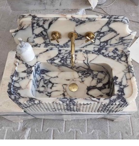 Design <span class=keywords><strong>moderno</strong></span> naturale Calacatta Viola marmo <span class=keywords><strong>lavandino</strong></span> <span class=keywords><strong>bagno</strong></span> vanità scrivania per il trucco lavello della cucina - Product Image 1