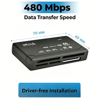 Lecteur de cartes tout-en-un 6-en-1 SD TF CF XD MS MMC externe USB 2.0 Mini Micro M2 pour fabricants de MP3, appareils photo numériques et téléphones