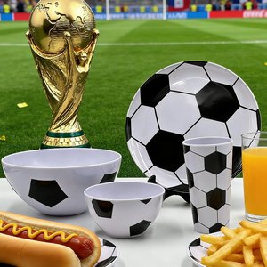Nuovo Design Set di Stoviglie in Melamina per Calcio e Partite Mondiali, Piatti, Ciotole e Tazze per Guardare le Partite - Product Image 2