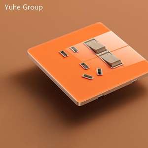 Panel de interruptor de pared con diseño de doble control, ultrafino, de vidrio templado, con cinco orificios USB e interruptor de iluminación. - Product Image 6