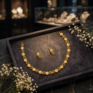 Elegant Gold Plated Hollow Disc <b>Chain</b> Necklace Set Flower CZ <b>Stud</b> <b>Earrings</b> Minimalist Daily Party Wear Fashion Jewelry - Product Image 2