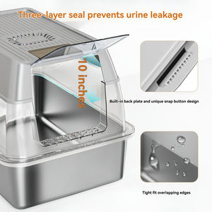 OEM XL 초대형 고양이 화장실 누수 방지 스테인리스 스틸 청소 용이 대형 고양이 커버 폐쇄형 탈착식 금속 화장실 - Product Image 3