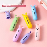 Surligneurs miniatures pour enfants à tête inclinée, 6 couleurs, portables, motif dessin animé, en forme de pilule