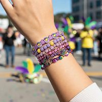Bracelets extensibles à breloques en perles pour femmes, thème Mardi Gras et Carnaval de la Nouvelle-Orléans, bijoux fabriqués en Chine