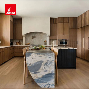 Armoires de cuisine hautes à 3 portes Alland Rustic en placage de <span class=keywords><strong>bambou</strong></span> véritable, meuble de rangement pour rénovation de garde-manger, idées de design pour hôtels - Product Image 5