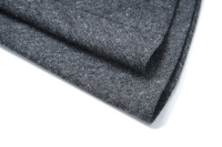 Robe mini sans manches en mélange de laine pour femme, col en V, coupe trapèze, doublée, en tweed gris foncé, robe de bureau d'hiver, vente en gros personnalisée