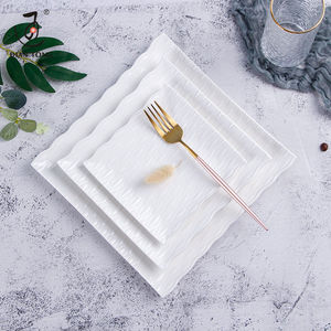 8/10/12 Inch European Elegant Hotel Porcelain Dessert Serving Dishes Logo White <strong>Square</strong> Engraved Non-Toxic Dinner <strong>Plates</strong> <strong>Set</strong> - Product Image 5