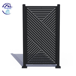 Écran de confidentialité <span class=keywords><strong>en</strong></span> métal noir avec panneaux découpés au laser à motif X clôture décorative pour cadre peint <span class=keywords><strong>en</strong></span> cour Service de modélisation <span class=keywords><strong>3D</strong></span> disponible - Product Image 1
