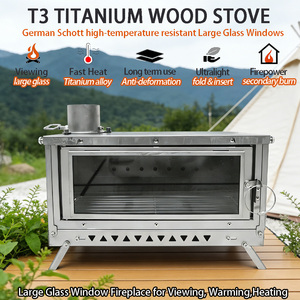 Lò sưởi lều bằng hợp kim titan, lò cắm trại gấp gọn nhẹ với vỉ nướng có ngăn kéo, dùng củi để nấu ăn, sưởi ấm khi cắm trại ngoài trời - Product Image 2