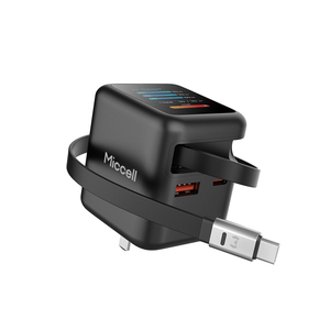 Cargador Miccell 70W GaN con USB-<span class=keywords><strong>C</strong></span>, <span class=keywords><strong>Cable</strong></span> de Carga Rápida, Adaptador de Pared y Pantalla Digital - Product Image 1