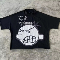 T-shirts unisexe coupe ample classique, motif vintage, respirants, tissés 100% coton 200 GSM, impression 3D par flocage