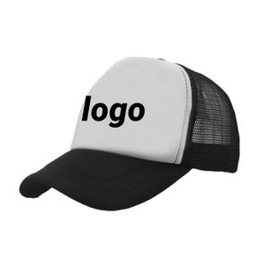 Gorras deportivas de malla lisa con 45 diseños, 5 paneles, poliéster, bordado de logotipo personalizado, casuales, negras, de espuma, lisas, tipo camionero H - Product Image 1