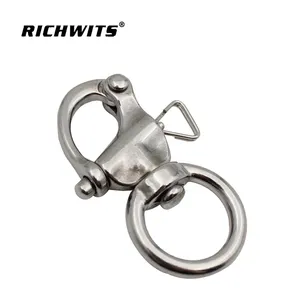 Quick Released Swivel Round Ring Snap Shackle Silver Stainless Steel European Type Large Dee Shackle Ss High Polished Metric