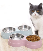 Hot Deal rond moderne nouveau Design coloré isolé Portable Double paroi en acier inoxydable alimentation nourriture eau bol pour animaux de compagnie