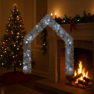 Guirnalda Navideña Plateada de 33 Pies con Luces LED, Decoraciones de Pared de Estilo Tradicional - Product Image 2