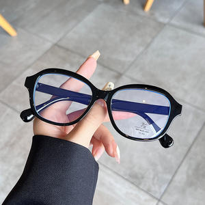 Monture de lunettes anti-lumière bleue ovale Qianai, taille moyenne, unisexe, verres en acétate, style irrégulier, protection UV 400 - Product Image 4