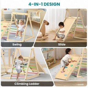 Children Wooden Climbing <b>Frame</b> With Slide And <b>Swing</b> Indoor Playground Equipment For Kids 4-6 Years Old - Product Image 3