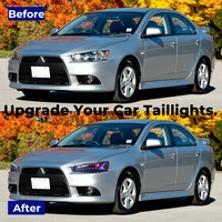 Faros Delanteros Modificados RGB para Mitsubishi Lancer X 2008-2018, Lámpara Frontal con LED DRL Actualizada a Estilo Defender