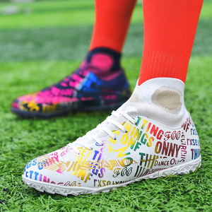 custom football cleats track spikes football kids soccer cleats letter pattern football soccer training shoes futsal shoes