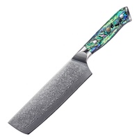 Couteau Nakiri de 6,5 pouces, couteau de cuisine JDH en acier Damas à 67 couches avec manche en nacre, vente en gros d'usine