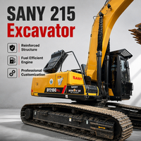 Excavadora de Cadenas Sany 215 de Segunda Mano en Venta, 22 Toneladas, Motor Cummins, Excelente Estado, Reacondicionada, SY215C, Hidráulica Kawasaki
