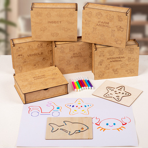 Juguetes de Dibujo <span class=keywords><strong>para</strong></span> Niños, Plantillas de Pintura DIY, Kit de Plantillas, Rompecabezas de Madera, Juguetes Educativos <span class=keywords><strong>para</strong></span> Niños y Niñas, Regalo de Cumpleaños - Product Image 1